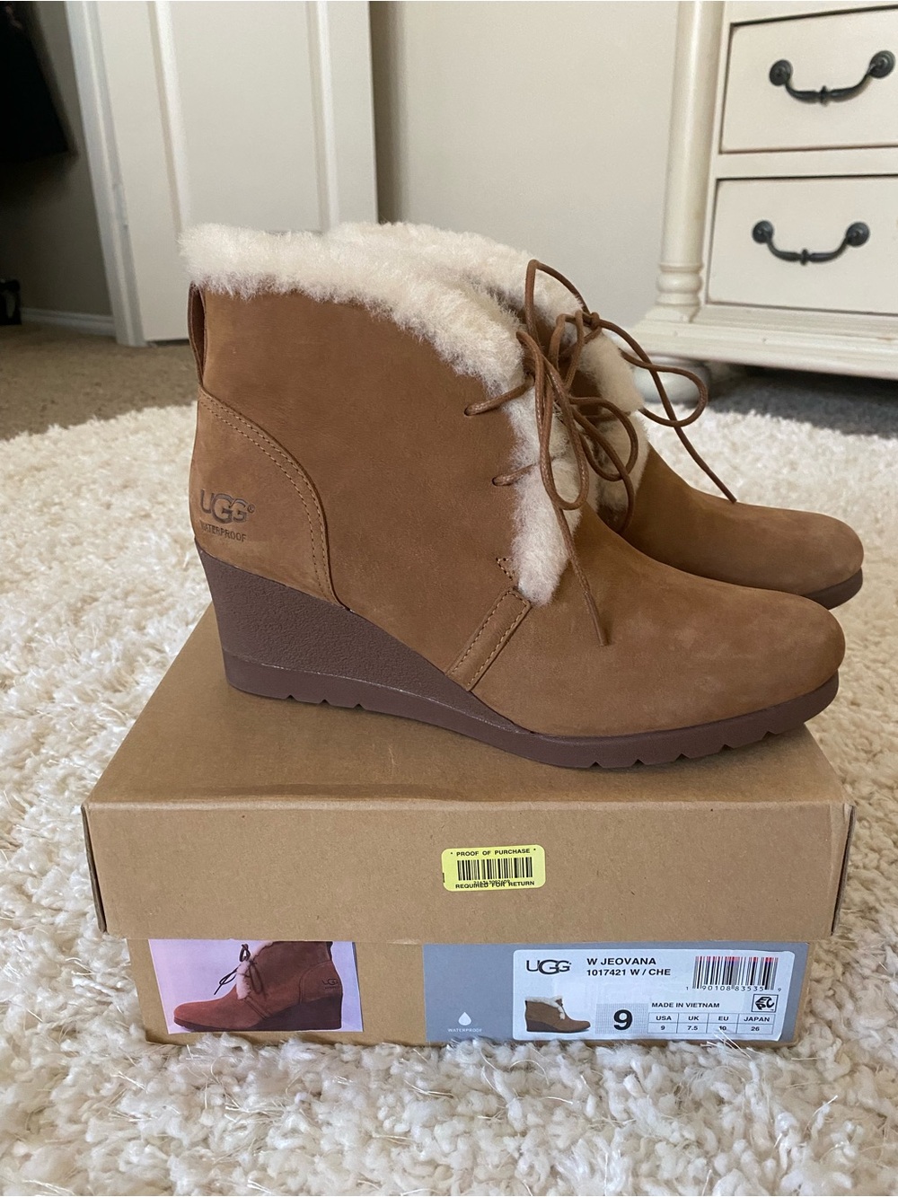 UGG Chestnut Jeovana Wedge Ankle Boot